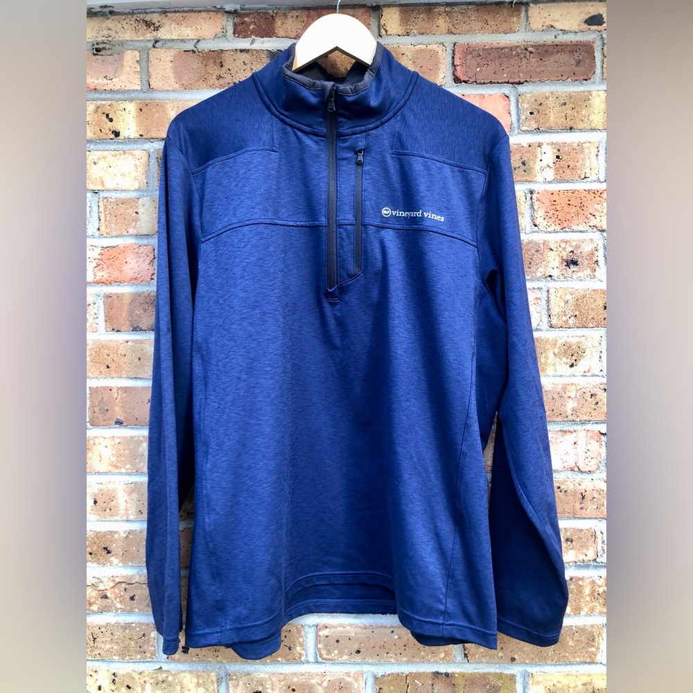 Men's Vineyard Vines On The Go Shep Shirt Navy Quarter-Zip Jacket Size Large